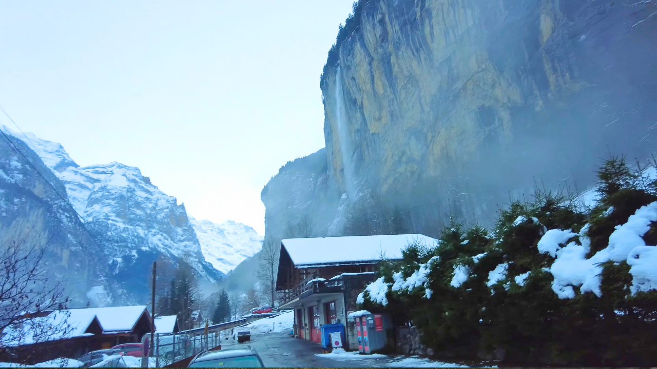 Lauterbrunnen village in the snow