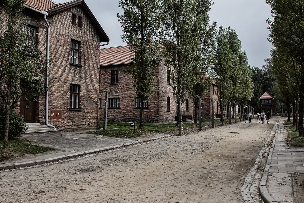 Outside shot of Auschwitz sleeping quarters