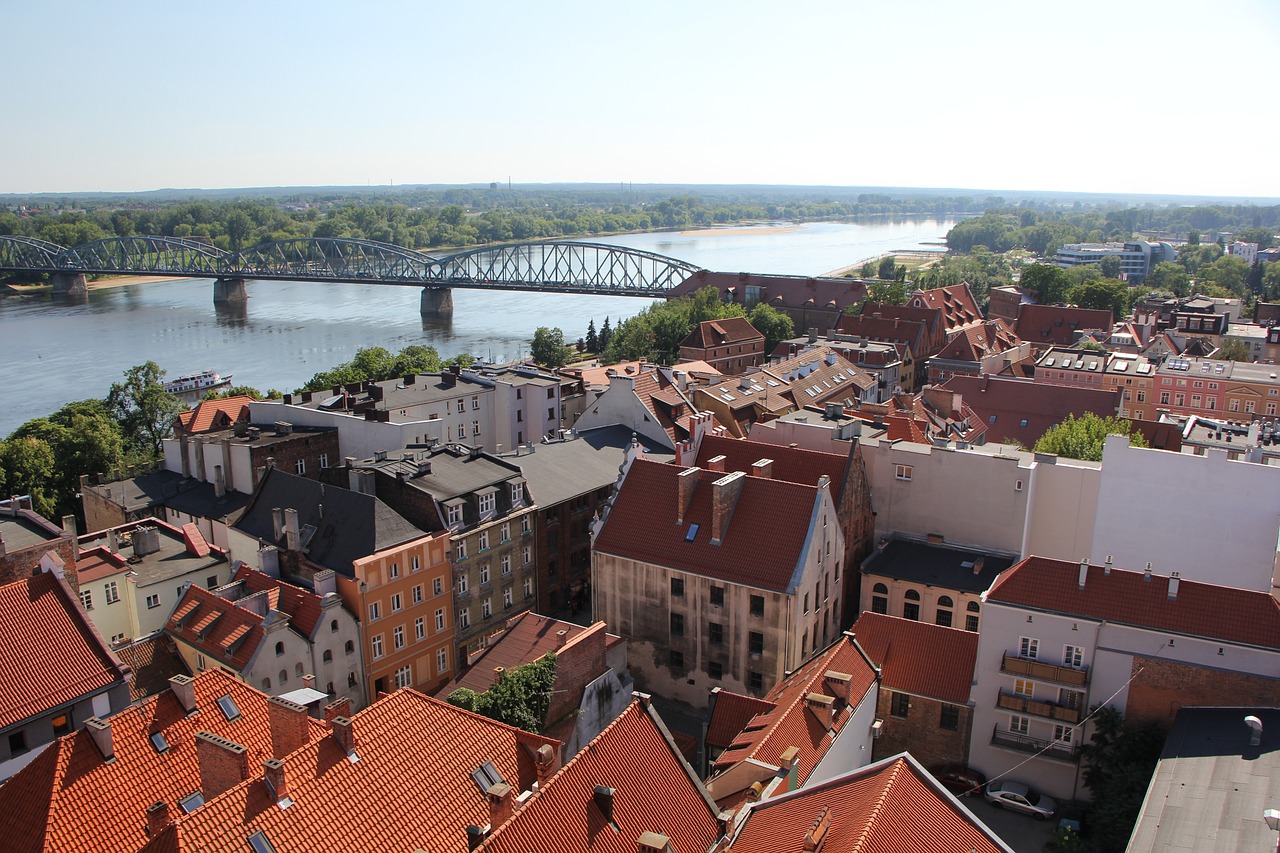 Panoramic shot of Toruń old town.